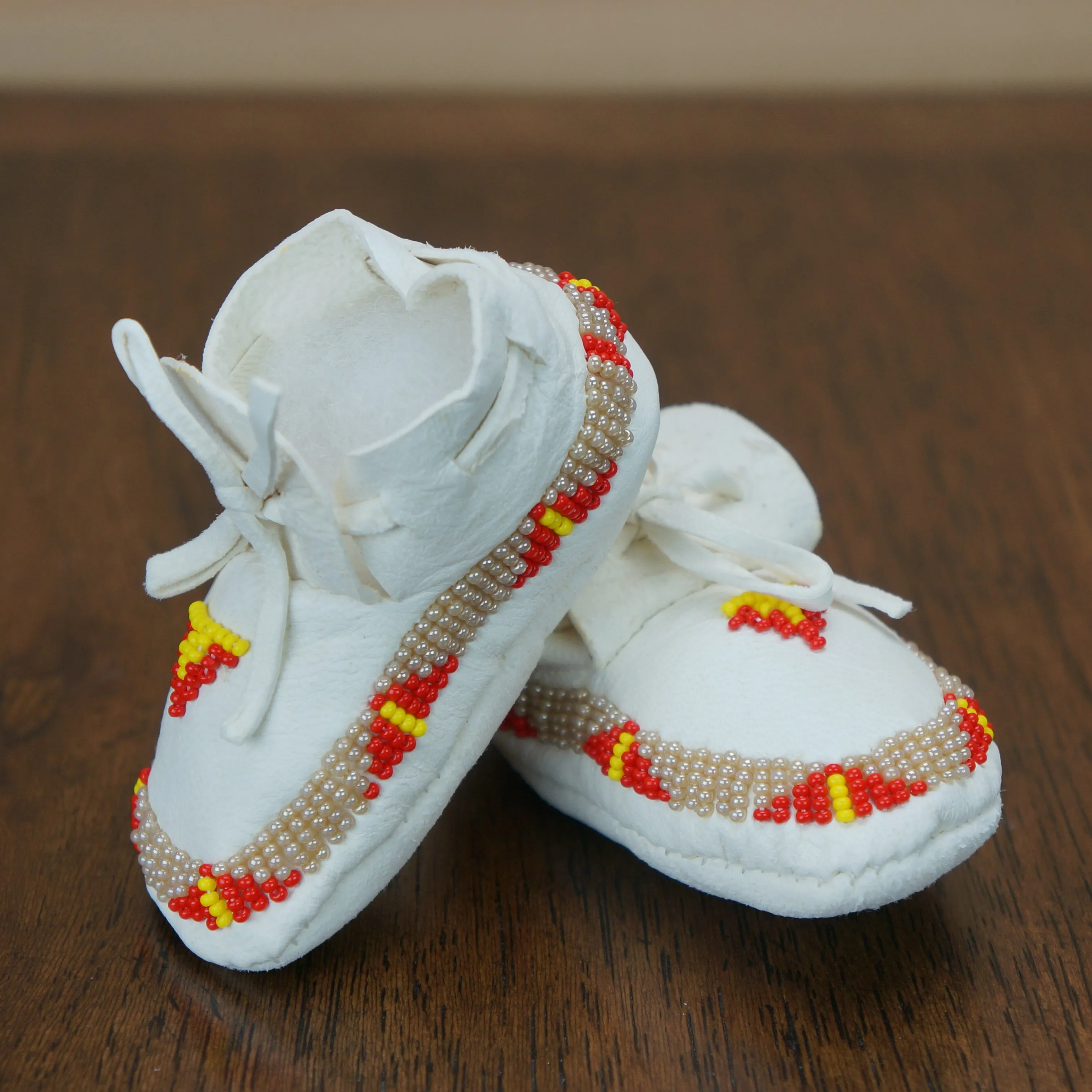 Beaded Leather Moccasins - Newborn - 3 Colors